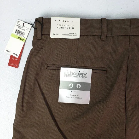 Perry Ellis Pants Men's 30x29 Rain Drum Portfolio Modern Fit Non Iron NWT - Picture 10 of 14